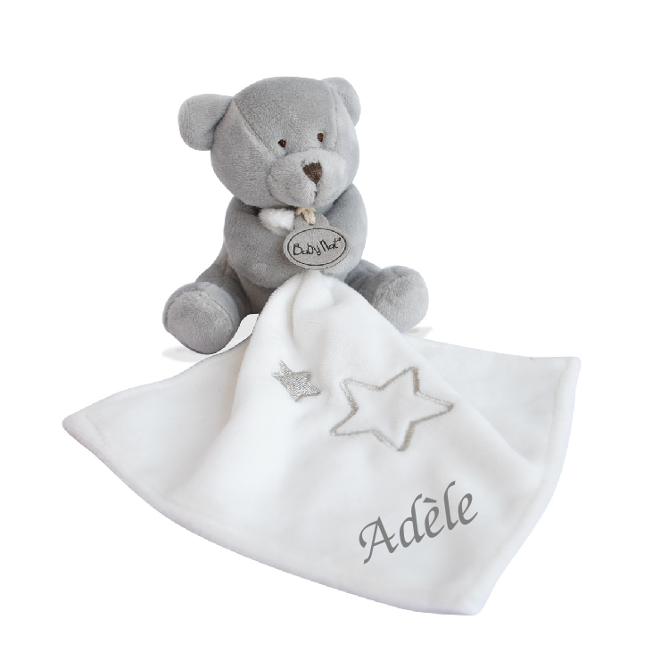  - les flocons - plush white bear with grey comforter 15 cm 